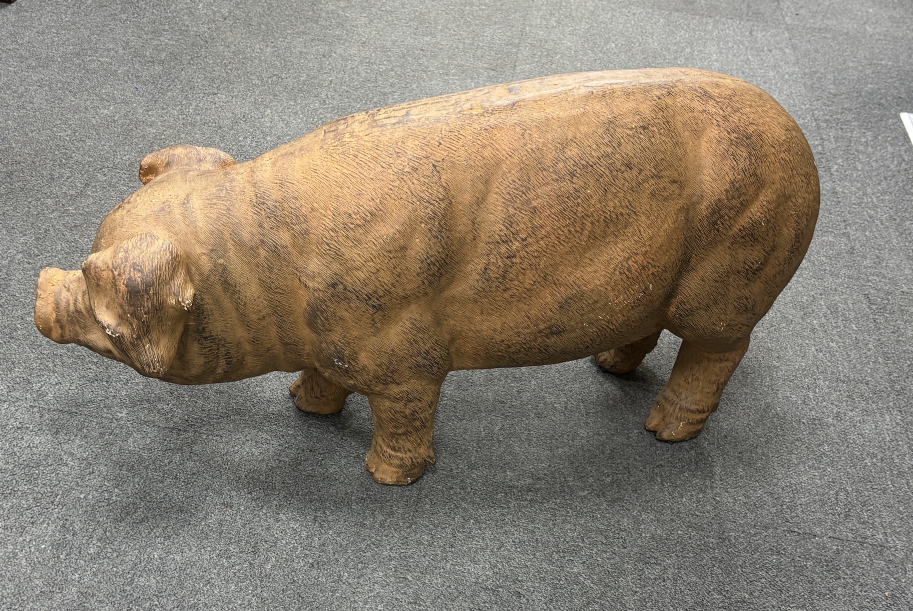 A resin model of a pig, length 76cm